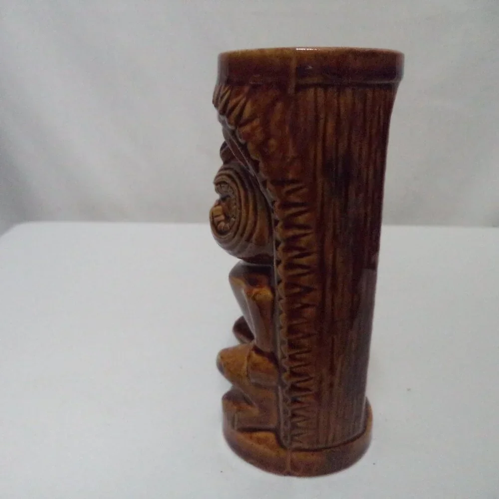 Vintage Hawaii Leilani Tiki Mug Cup Orchids Japan ceramic brown Full Body 6